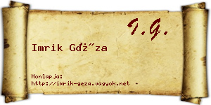 Imrik Géza névjegykártya